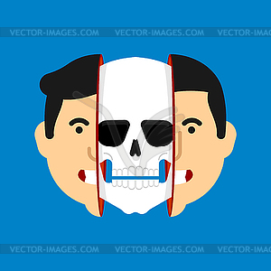 Skull inside head human. Anatomy - vector clipart