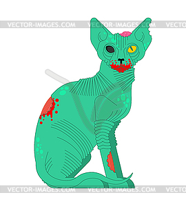 Кот зомби мультяшный. Pet зеленый монстр - клипарт в векторе