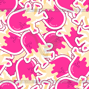 Ice cream run cartoon pattern seamless. Icecream - vector clipart