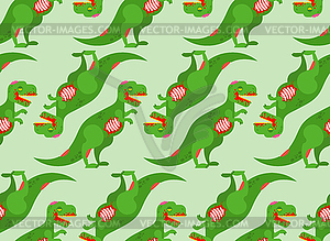 Zombie Dinosaur pattern seamless. Dino green monste - vector image