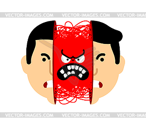 Anger inside head human. rage in head - vector image