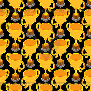 Gold cup pattern seamless. Golden goblet background - vector clipart