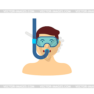 Человек в маске для плавания и трубке - векторный клипарт