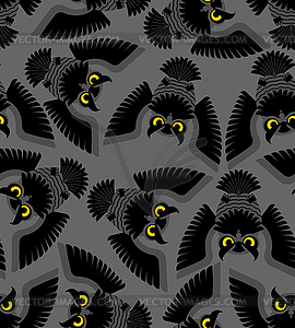 Owl pattern seamless. Eagle-owl bird background. - vector clipart