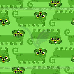 Alien dog green cartoon pattern seamless. UFO pet - vector EPS clipart