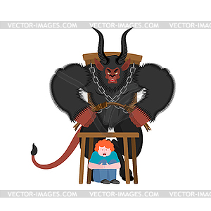 Krampus Christmas devil. Evil demon. Punishes - vector image