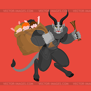 Krampus Christmas devil. Evil demon. Punishes - royalty-free vector image