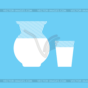 Milk packaging icons set. Jug and glass for milk - vector clipart