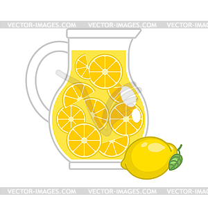 Lemonade in jug and lemon - vector clipart / vector image