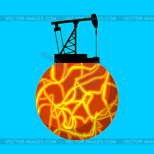 Oil rig on Mars. Minerals of another planet - vector image