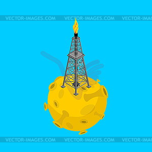 Gas tower on Moon. Minerals of another planet - vector clip art