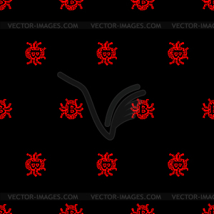 Bitcoin virus bug pattern seamless. Digital currenc - vector clipart