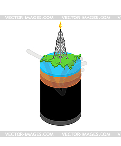 Нефтяная вышка на карте России. Добыча нефти в россии - клипарт