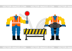 Road worker . Roadman . Service aspha - vector image