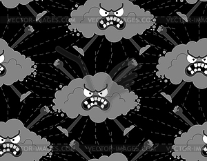 Angry cloud with rain pattern seamless. background - vector clipart