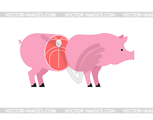 Cut pig. Pig entrails - color vector clipart