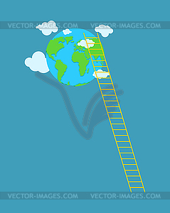 Ladder to planet earth  - vector clip art