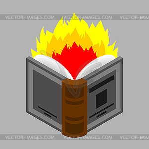 Огненная книга. Открытая книга и пламя - графика в векторном формате