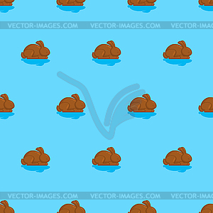 Chocolate bunny pattern seamless. Rabbit made of - vector clipart