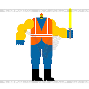 Road worker . Roadman . Service aspha - vector image