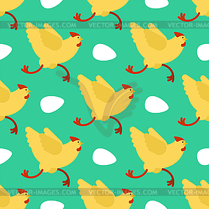 Chicken running pattern seamless. Chicken run - vector clipart