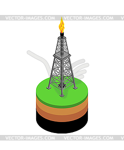 Oil production. Oil rig and soil layers - color vector clipart