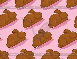 Chocolate bunny pattern seamless. Rabbit made of - vector image