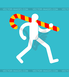 Man walks with lollipop - vector clip art