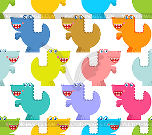 Cute dinosaur pattern seamless. funny dino - vector image