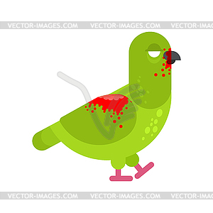 Zombie pigeon . Dove revived dead monster - vector clipart