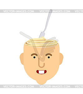 Pasta in head. Mess in head - vector clipart