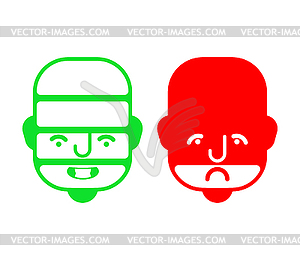 Charging battery man. Face Man high and low battery - vector image