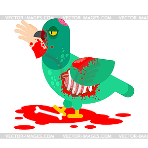 Zombie pigeon . Dove revived dead monster - vector image