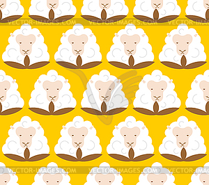 Cotton Sheep pattern seamless. Cotton flower in for - vector image