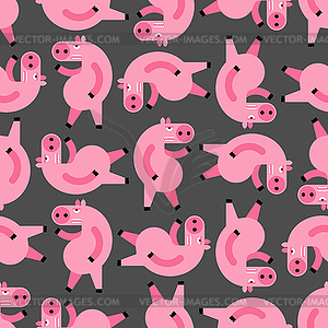 Angry pig pattern seamless. Disgruntled piggy - vector EPS clipart