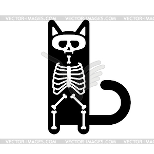 Skeleton cat cartoon. Skull and bones pet - vector clipart