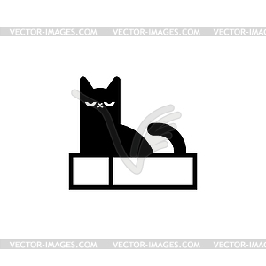 Cat in box icon. pet inside Carton case sign - vector image