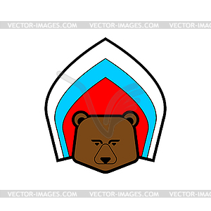 Russian bear in kokoshnik. Russian national cap - vector image