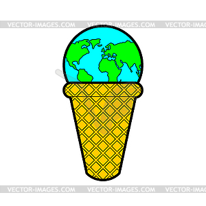 Earth ice cream. Planet earth icecream - stock vector clipart