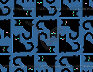 Кошка пиксель арт шаблон бесшовные. Питомец 8 бит - клипарт в векторе