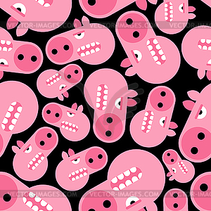 Angry pig pattern seamless. Disgruntled piggy - vector clipart