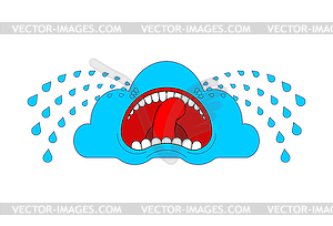 Crying cloud . cloud is crying like rain. illustr - vector clipart