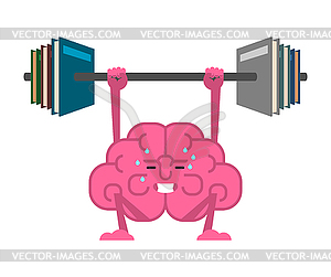 Brain and Barbell. Boost your brains. Brain gym - vector clipart