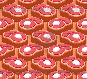 Steak pattern seamless. beefsteak Piece of meat - vector image