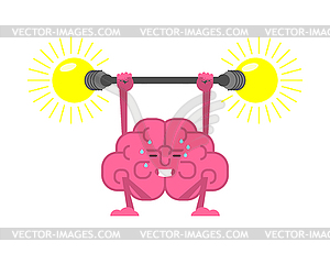 Brain and Barbell. Boost your brains. Brain gym - vector clipart