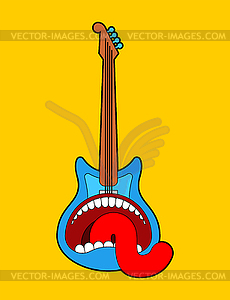 Guitar open mouth. Rock and roll symbol - vector image