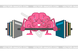 Brain and Barbell. Boost your brains. Brain gym - vector clipart