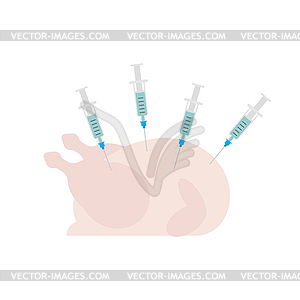 Сырой куриный шприц. ГМО и гормон роста. - изображение векторного клипарта