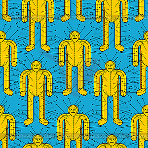 Voodoo Doll pattern seamless. Figurine of man - vector clip art