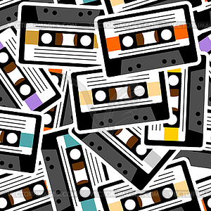 Retro cassette pattern seamless. Boombox cassette - vector image